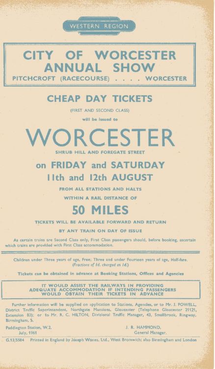 1961 Worcester Show leaflet