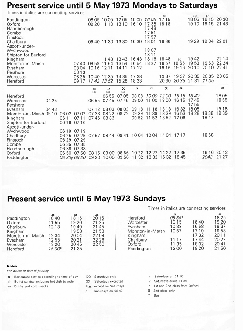 1973 timetable