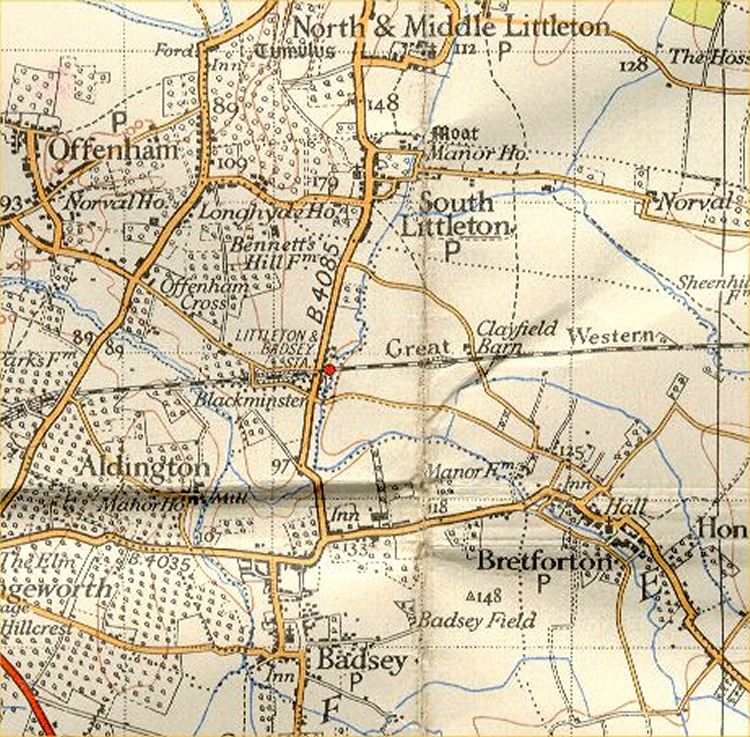 Littleton & Badsey Station 1930 OS map