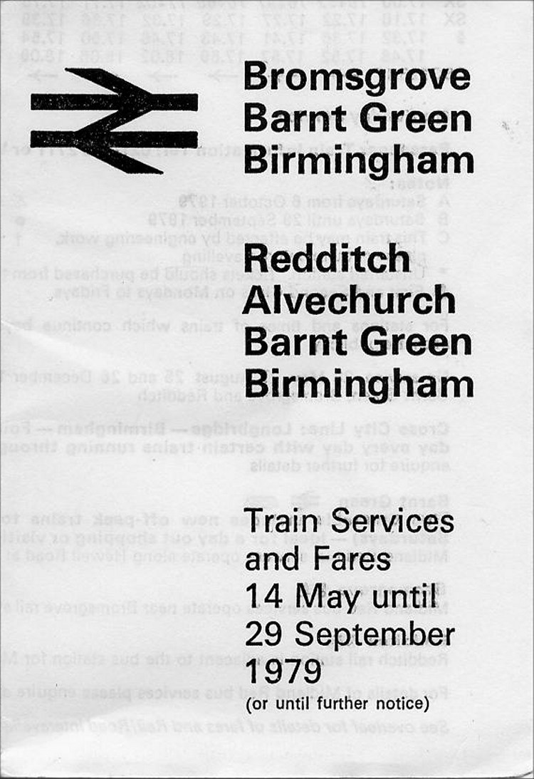Redditch 1979 Timetable